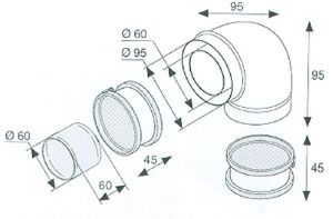 Coude 90° pour ventouse concentrique horizontale Réf. 85092D SAUNIER DUVAL